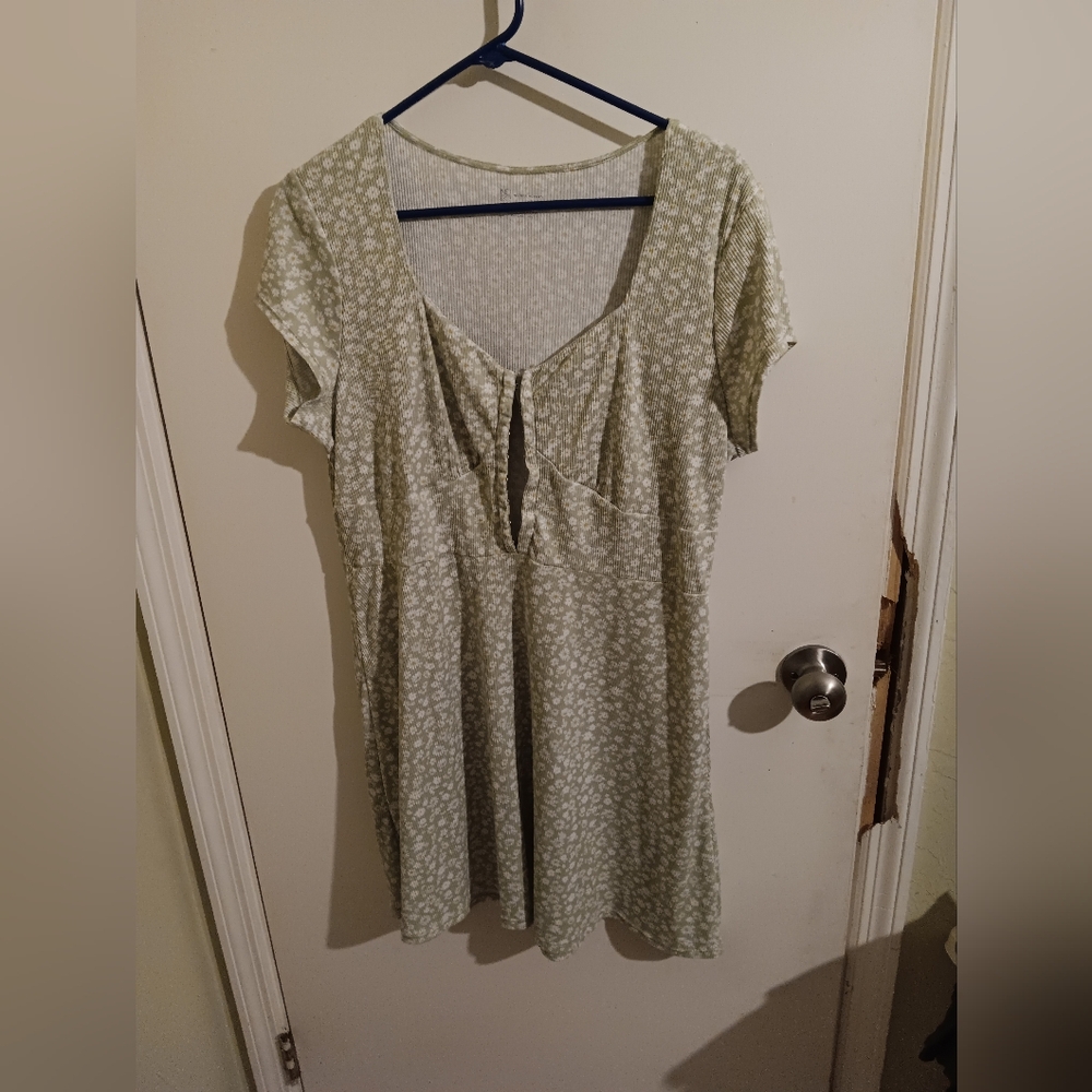 No Boundaries Light Green Floral Mini Dress